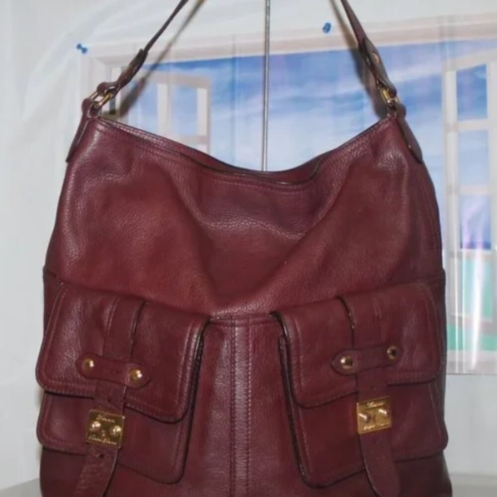 $348 Slouchy Large Merlot Leather Governor's Lodge Hobo Shoulder Bag Purse - Picture 2 of 14